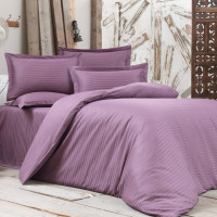 Постільна білизна LILAC Elite Сатин страйп MERISET - Сімейний на резинці (550397)