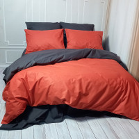 Постільна білизна ДУЕТ Теракот/Антрацит MERISET - Двоспальний на резинці (550445)