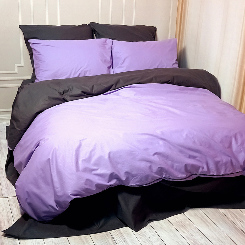 Постільна білизна ДУЕТ Лавандовий настрій/Антрацит MERISET - Євро на резинці (550446)