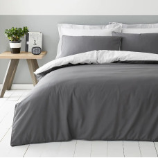 Постільна білизна ДУЕТ Антрацит/Білосніжний Ранфорс MERISET - Двоспальний (550482)