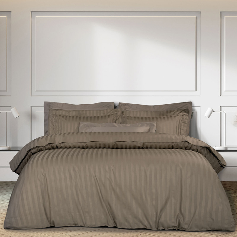 Постільна білизна KHAKI Elite Сатин страйп MERISET - Євро на резинці (550554)