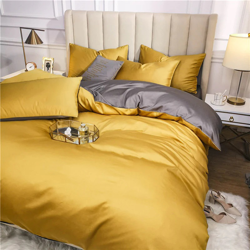 Постільна білизна ДУЕТ GOLDEN/TRUE GREY Premium Сатин однотон MERISET - Сімейний (550564)