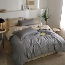 Постільна білизна ДУЕТ TRUE GREY/DESERT SAND Premium Сатин однотон MERISET - Євро на резинці (550570)