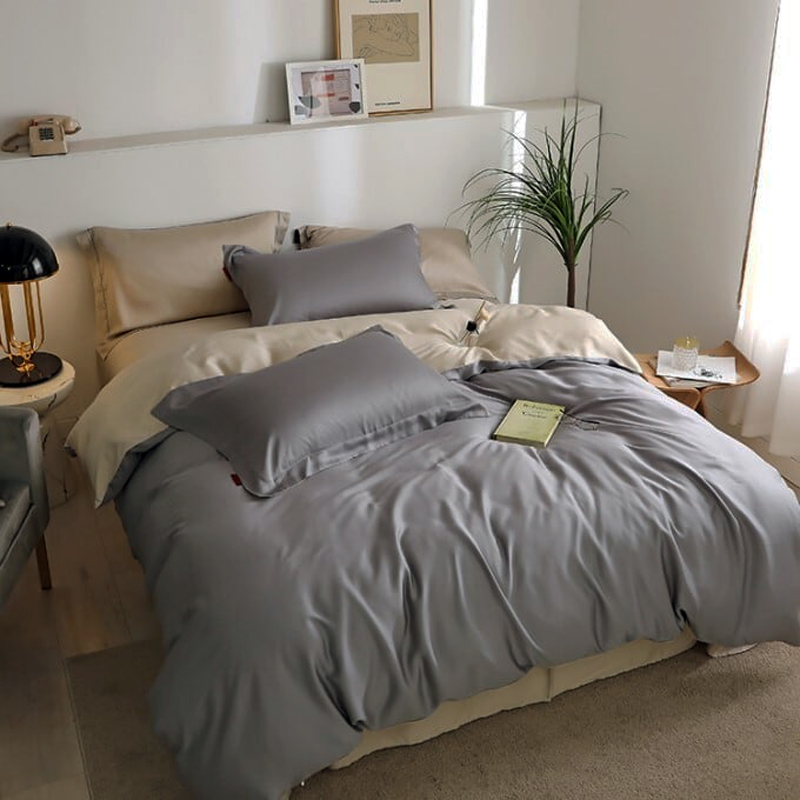 Постільна білизна ДУЕТ TRUE GREY/DESERT SAND Premium Сатин однотон MERISET - Сімейний (550570)