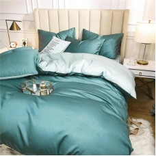 Постільна білизна ДУЕТ TURQUIOSE/ICE BLUE Premium Сатин однотон MERISET - Полуторний на резинці (550584)
