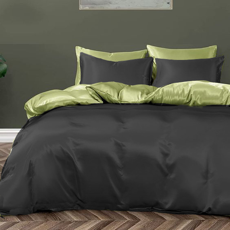 Постільна білизна ДУЕТ BLACK/PISTACHIO Premium Premium Сатин однотон MERISET - Полуторний (550678)