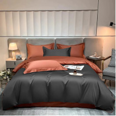 Постільна білизна ДУЕТ ANTHRACITE/GRAPE Premium Premium Сатин однотон MERISET - Сімейний (550682)