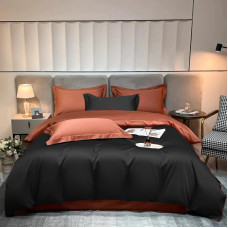 Постільна білизна ДУЕТ BLACK/GRAPE Premium Premium Сатин однотон MERISET - Полуторний на резинці (550683)