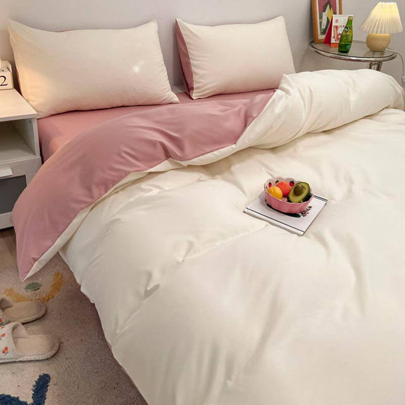 Постільна білизна ДУЕТ Пломбірне морозиво/Пудра Ранфорс MERISET - Євро на резинці (550697)