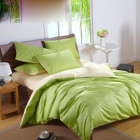 Постільна білизна ДУЕТ Фісташка/Пломбірне морозиво Ранфорс MERISET - Сімейний на резинці (550698)