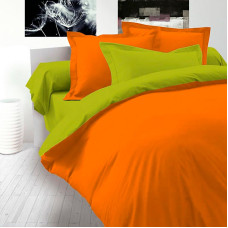Постільна білизна ДУЕТ Помаранчевий/Фісташка Ранфорс MERISET - Двоспальний (550708)