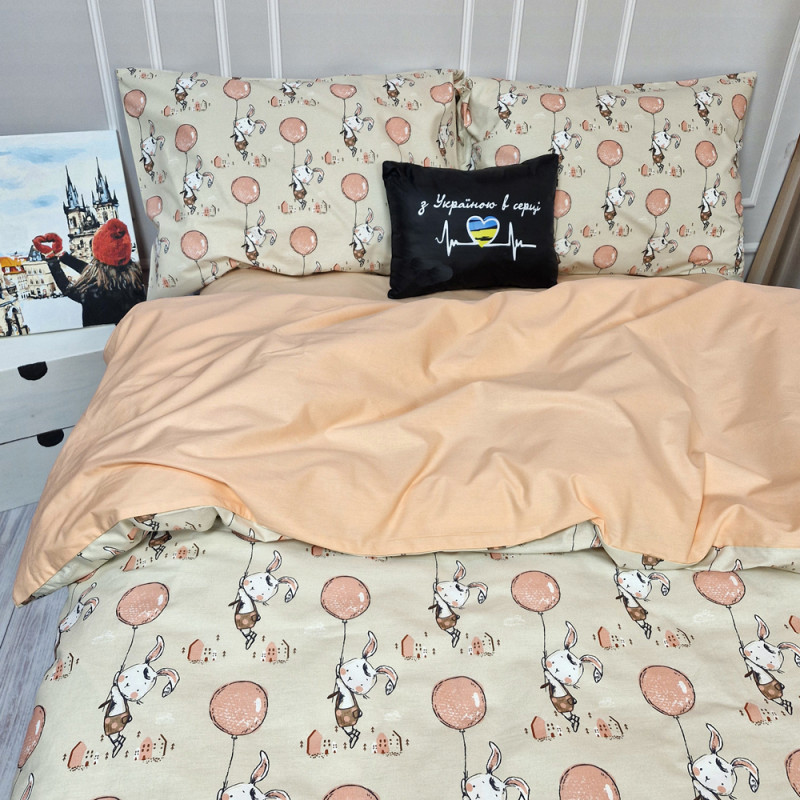 Постільна білизна Персиковий зайчик Ранфорс MERISET - Євро (550916)