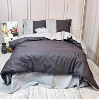 Постільна білизна PREMIERE Антрацит/Сірий Ранфорс MERISET - Сімейний на резинці (560202)