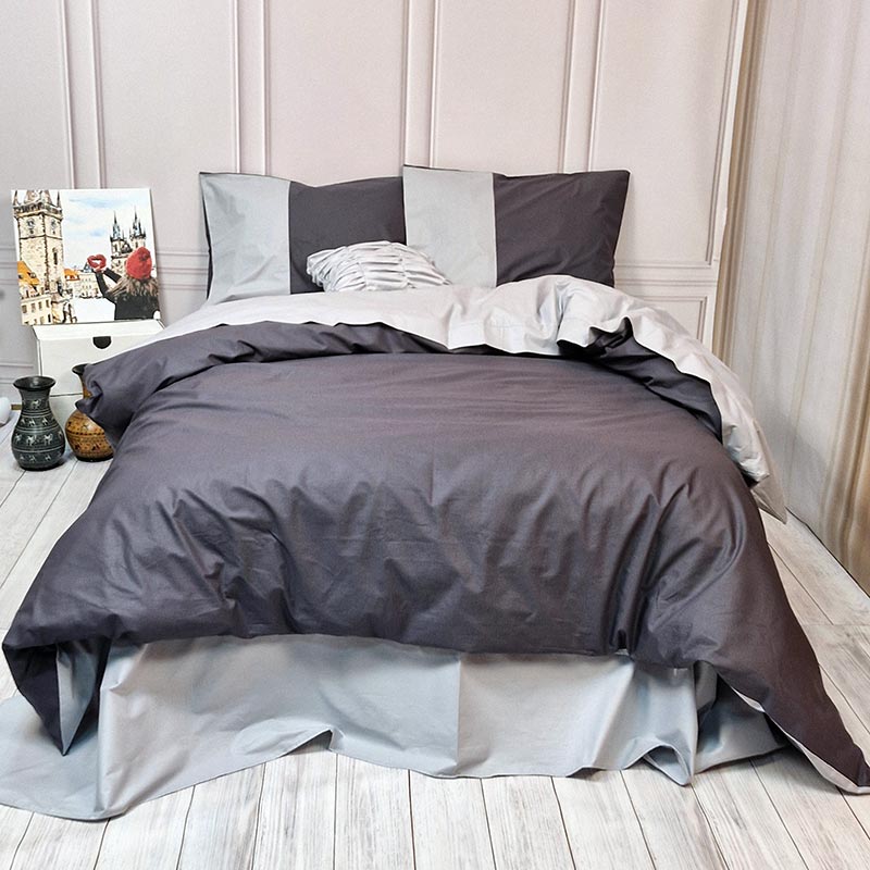 Постільна білизна PREMIERE Антрацит/Сірий Ранфорс MERISET - Полуторний (560202)