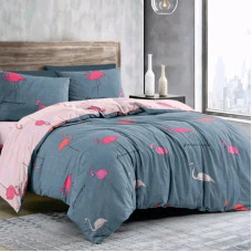 Постільна білизна Веселі фламінго Бязь Люкс MERISET - Полуторний на резинці (560439)