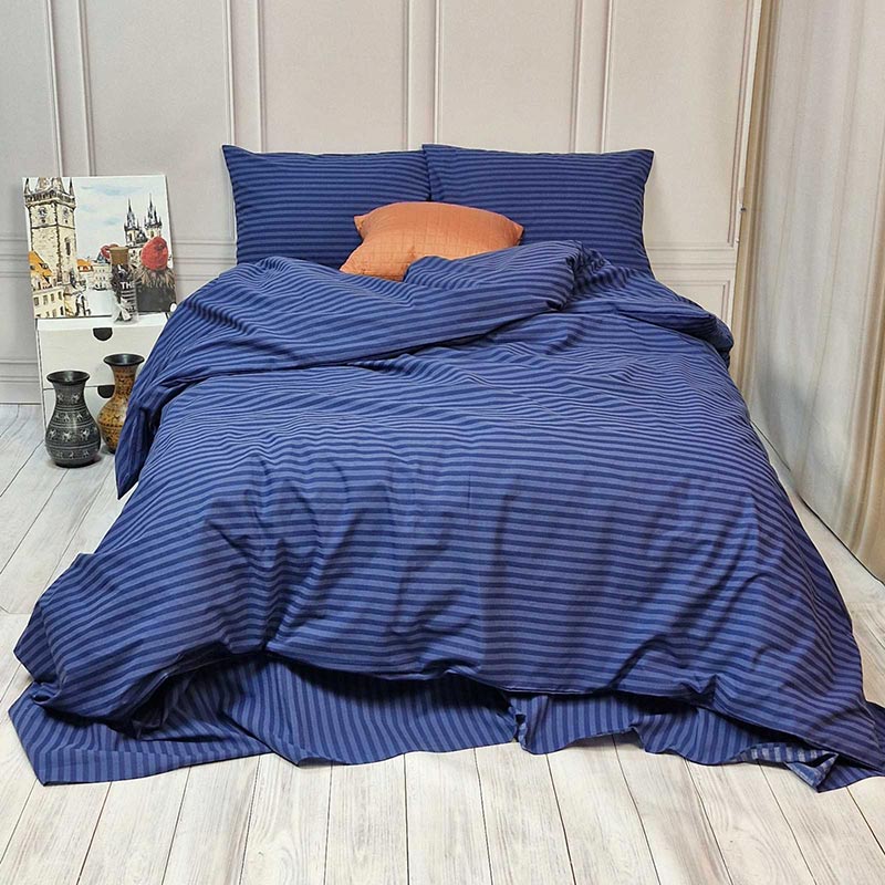 Постільна білизна Синій страйп Бязь MERISET - Євро (560578)