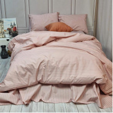 Постільна білизна Рожевий страйп Бязь Люкс MERISET - Полуторний на резинці (560626)