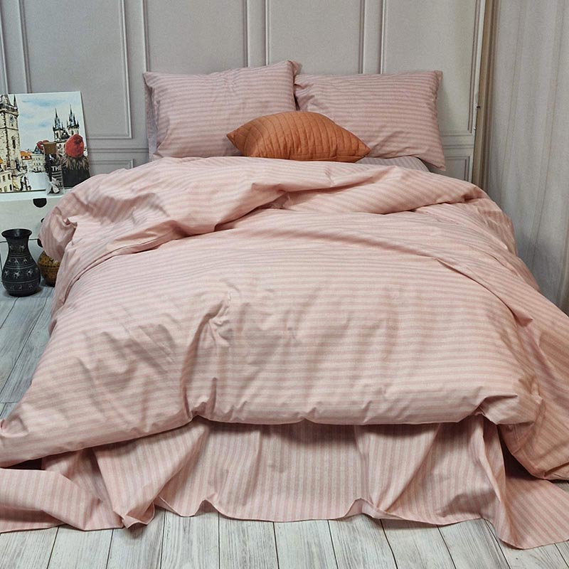 Постільна білизна Рожевий страйп Бязь Люкс MERISET - Сімейний (560626)