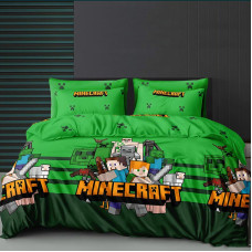 Постільна білизна MINECRAFT зелений Бязь Люкс MERISET - Сімейний на резинці (560632)
