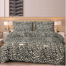 Постільна білизна Леопардовий DIOR Бязь Люкс MERISET - Двоспальний на резинці (560634)