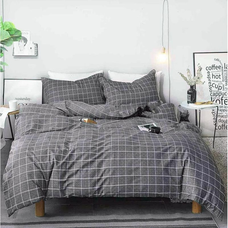 Постільна білизна Сіра клітинка Сатин MERISET - Двоспальний (560700)