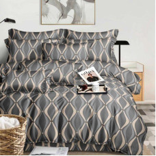 Постільна білизна Сіра хвиля Сатин MERISET - Сімейний на резинці (560704)