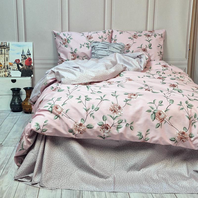 Постільна білизна Розарій Сатин MERISET - Полуторний на резинці (560710)