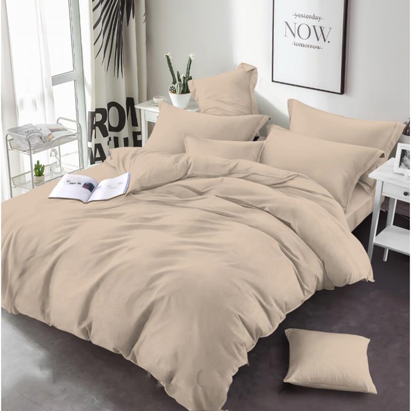 Постільна білизна Бежева однотонна Бязь MERISET - Двоспальний на резинці (560782)