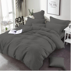 Постільна білизна Темно-сіра однотонна Бязь MERISET - Полуторний на резинці (560784)
