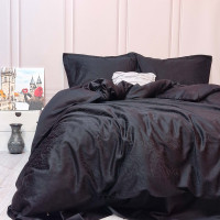 Постільна білизна Жакард BLACK ELEGANT сатин MERISET - Євро на резинці (560790)