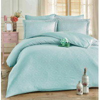 Постільна білизна Жакард MENTHOL DAMASK сатин MERISET - Сімейний на резинці (560791)