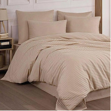 Постільна білизна Бежевий страйп Бязь Люкс MERISET - Євро (560796)