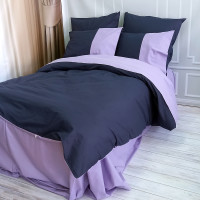 Постільна білизна PREMIERE Темносинє/Лавандовий настрій Ранфорс MERISET - (550255)