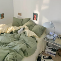 Постільна білизна ДУЕТ Світла оливка/Пломбірне морозиво Ранфорс MERISET - (550702)