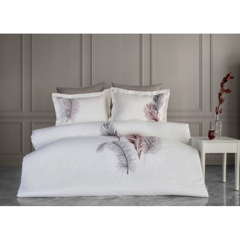 Комплект постільної білизни Dantela Vita Satin євро з вишивкою