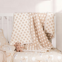 Муслінове покривало Saheser Baby 110х120 см у горошок бежеве