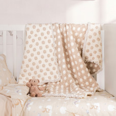 Муслінове покривало Saheser Baby 110х120 см у горошок бежеве