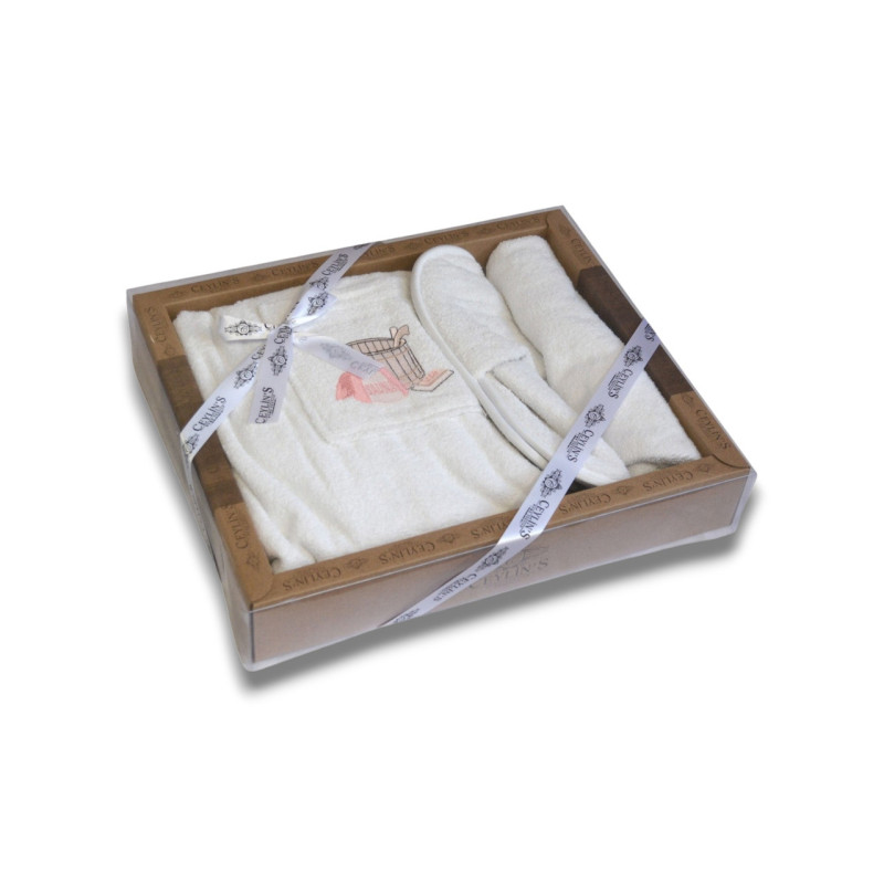 Жіночий набір для сауни Amore KR50015, білий, 75×150 см