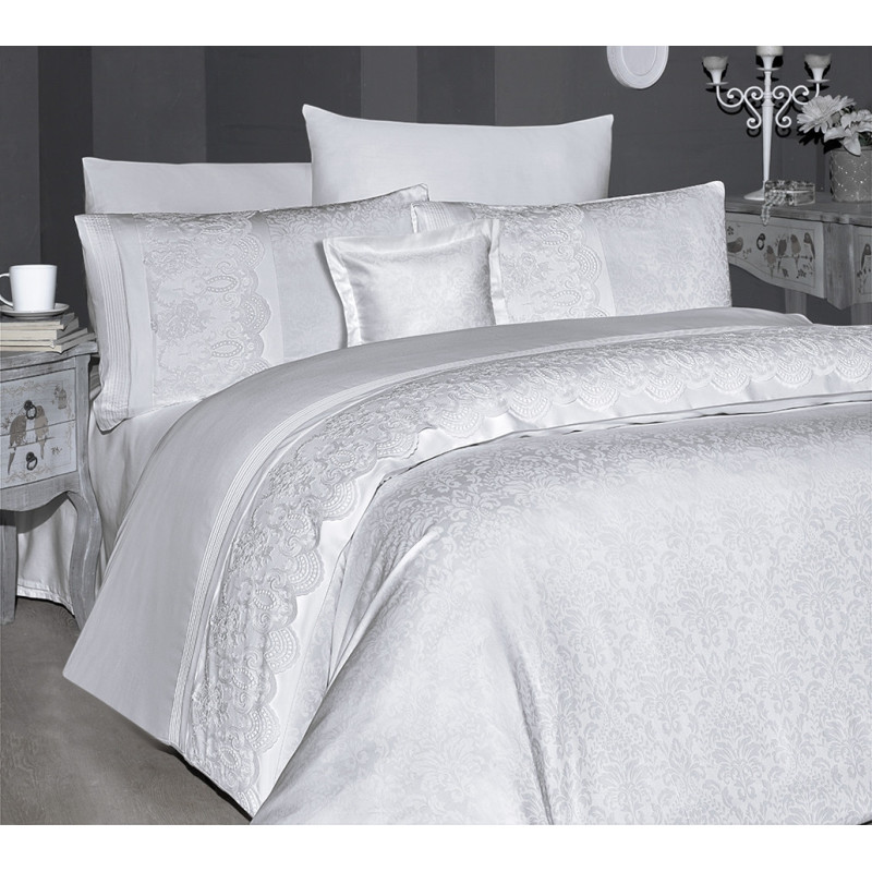 Комплект постільної білизни First Choice VIP Satin Moonlight Hillary White, євро, 200×220 см