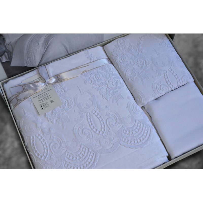 Комплект постільної білизни First Choice VIP Satin Moonlight Hillary White, євро, 200×220 см