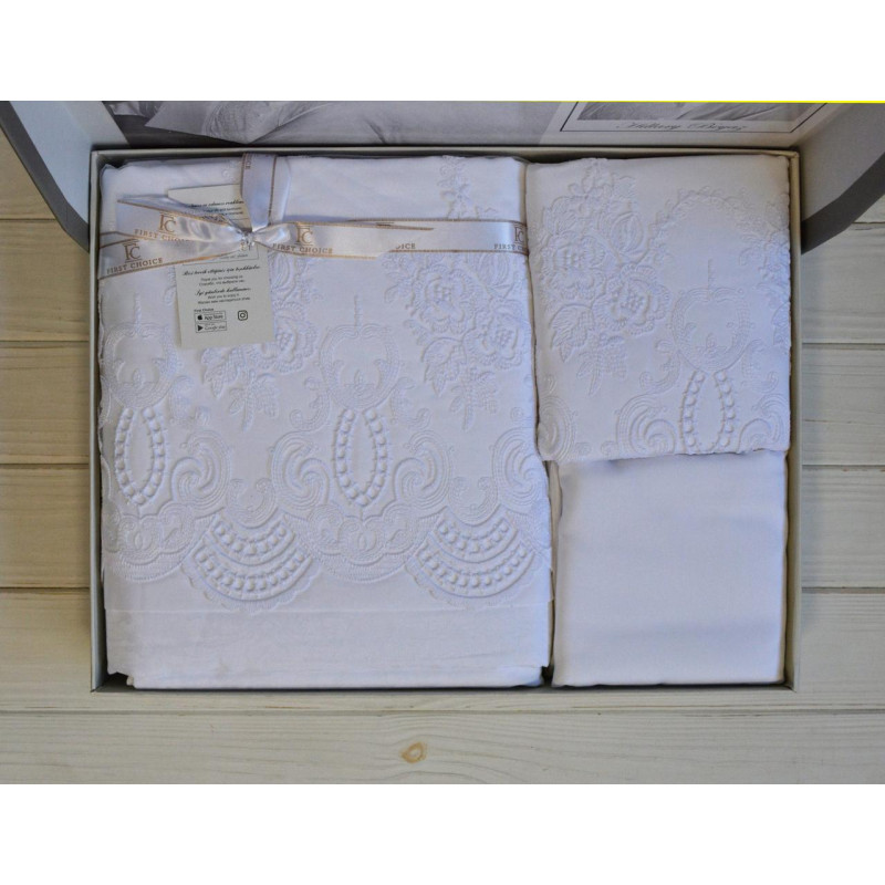 Комплект постільної білизни First Choice VIP Satin Moonlight Hillary White, євро, 200×220 см