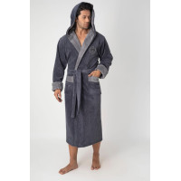 Чоловічий велюровий халат Nusa 1525 з капюшоном, 2XL, антрацит