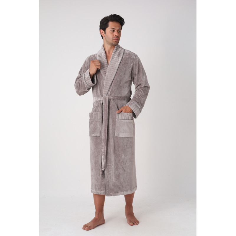 Мужской велюровый халат Nusa 26690, XL, Taupe