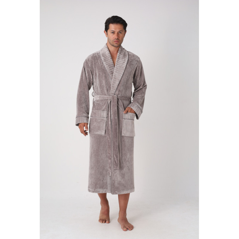 Мужской велюровый халат Nusa 26690, XL, Taupe