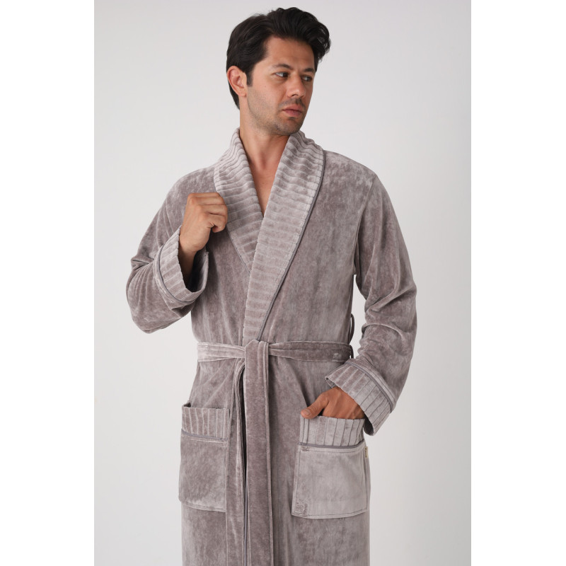 Мужской велюровый халат Nusa 26690, XL, Taupe