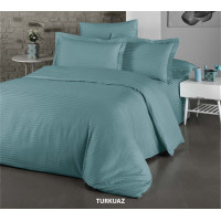 Комплект постільної білизни Cotton Shine Stripe Satin євро 200×220 см, сатин, бірюзовий