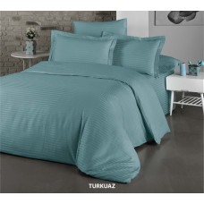 Комплект постільної білизни Cotton Shine Stripe Satin євро 200×220 см, сатин, бірюзовий