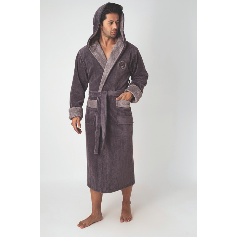 Чоловічий велюровий халат Nusa 1525 з капюшоном, 3XL, бамбук і бавовна