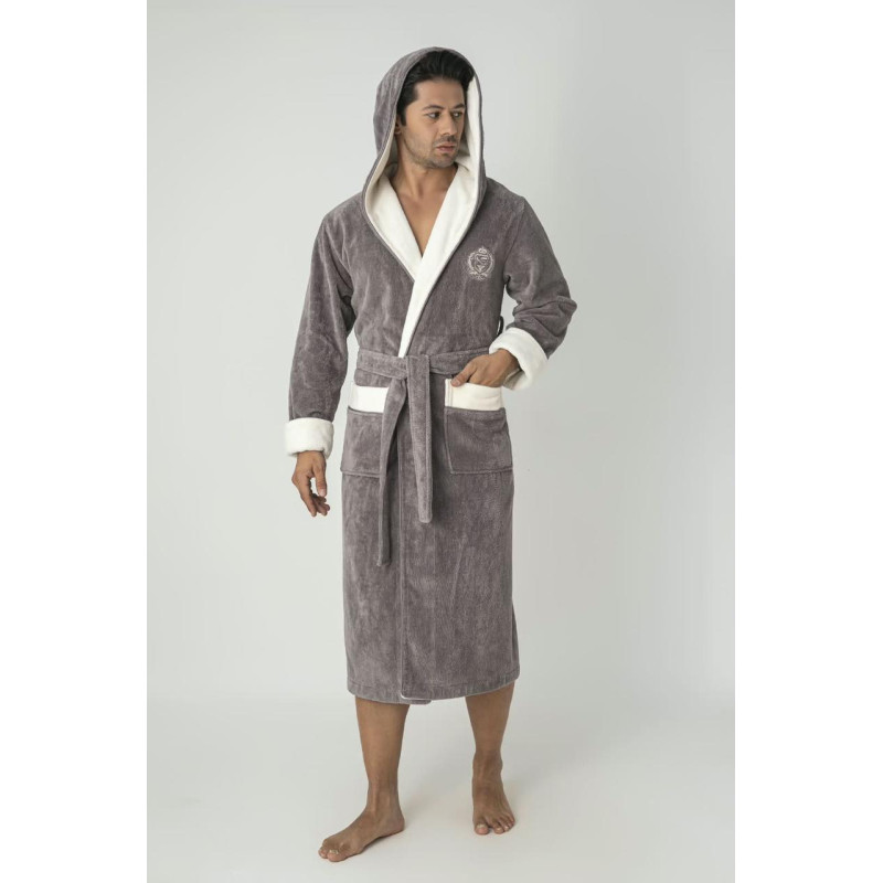 Чоловічий велюровий халат Nusa XL з капюшоном, бамбук і бавовна