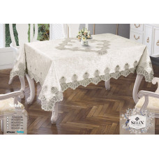 Велюрова скатертина Selin Nehir 160х300 см, кремова